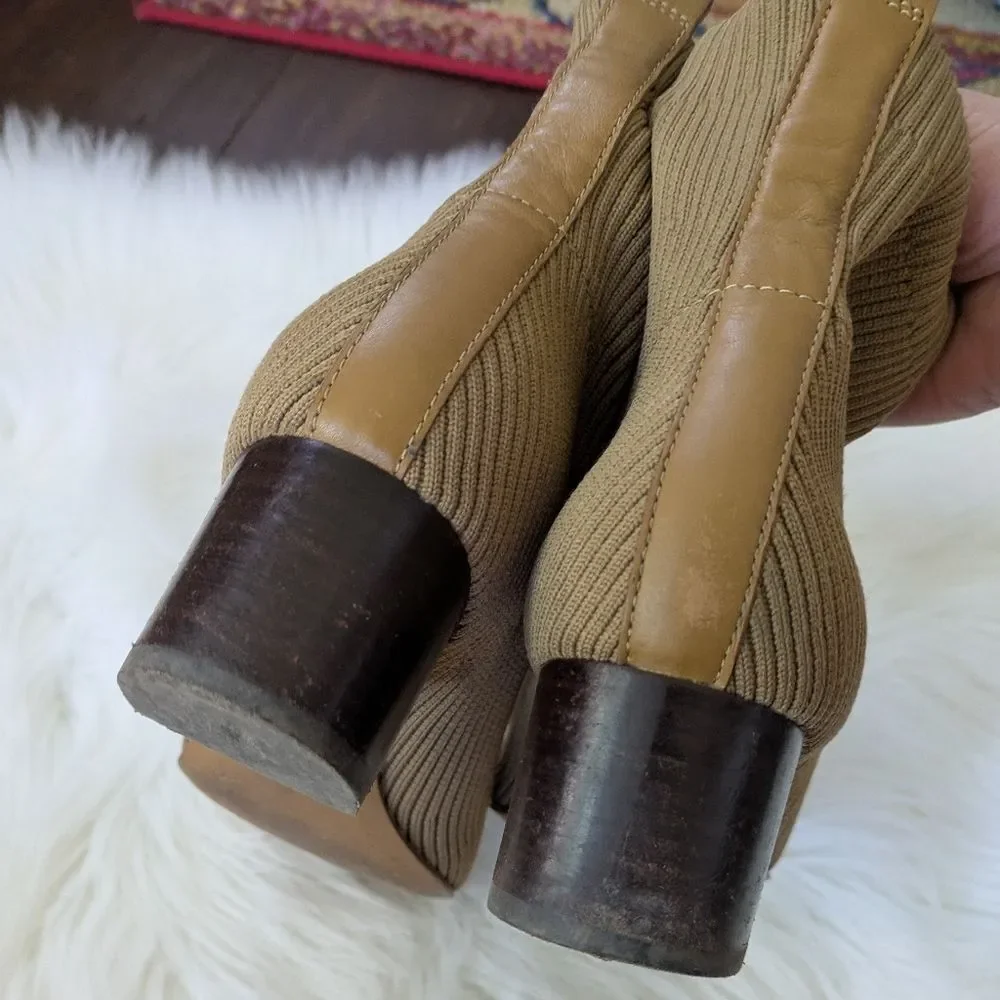Everlane The Glove Boots Beige Tan Brown Womens Knit Ankle Bootie Size 7.5